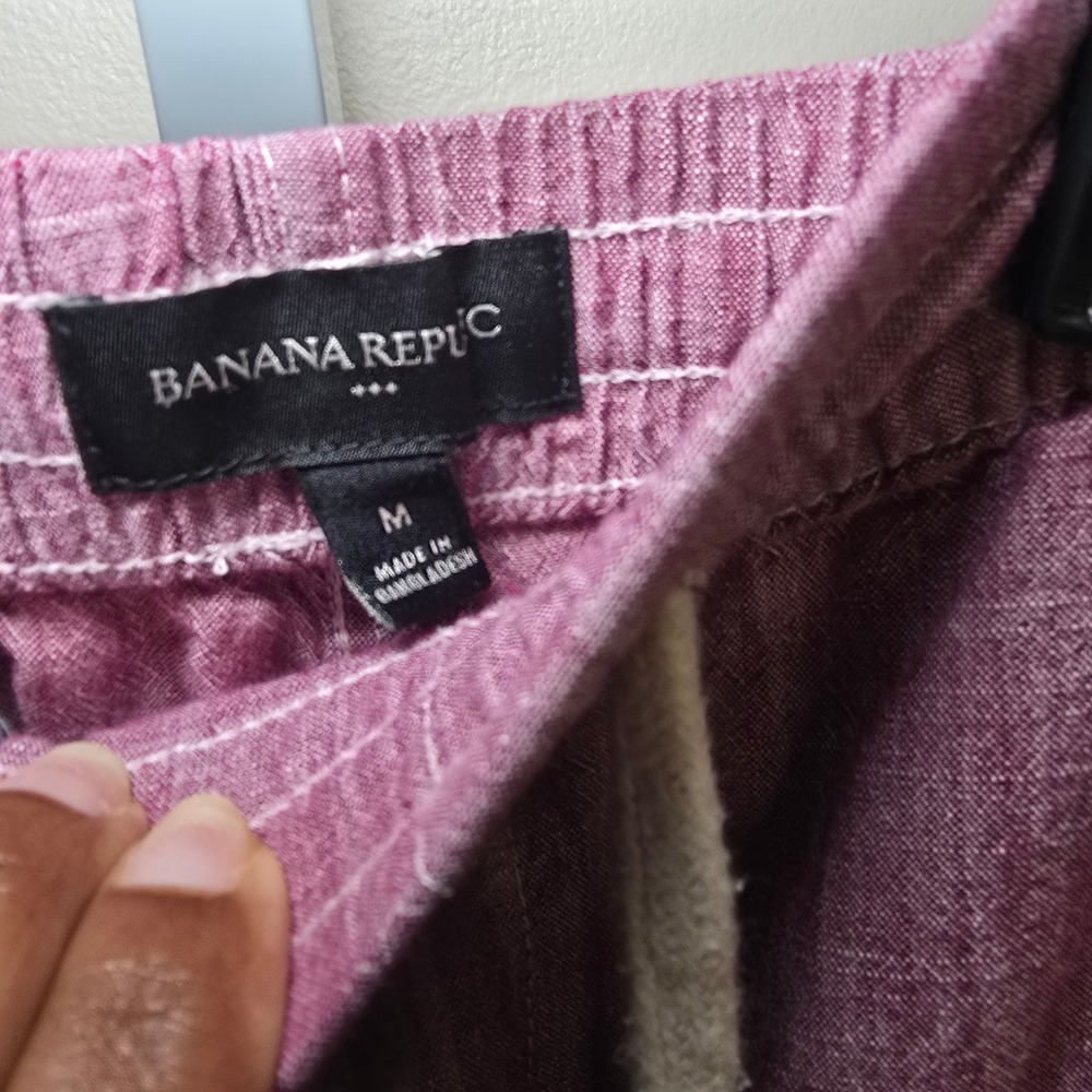Banana‎ Republic Mens Shorts Medium Burgandy Drawstring Casual - Picture 3 of 4